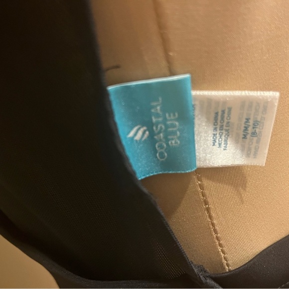 Coastal Blue Black Mesh Side Swimsuit One Piece Monokini, size 8-10 - Picture 4 of 5